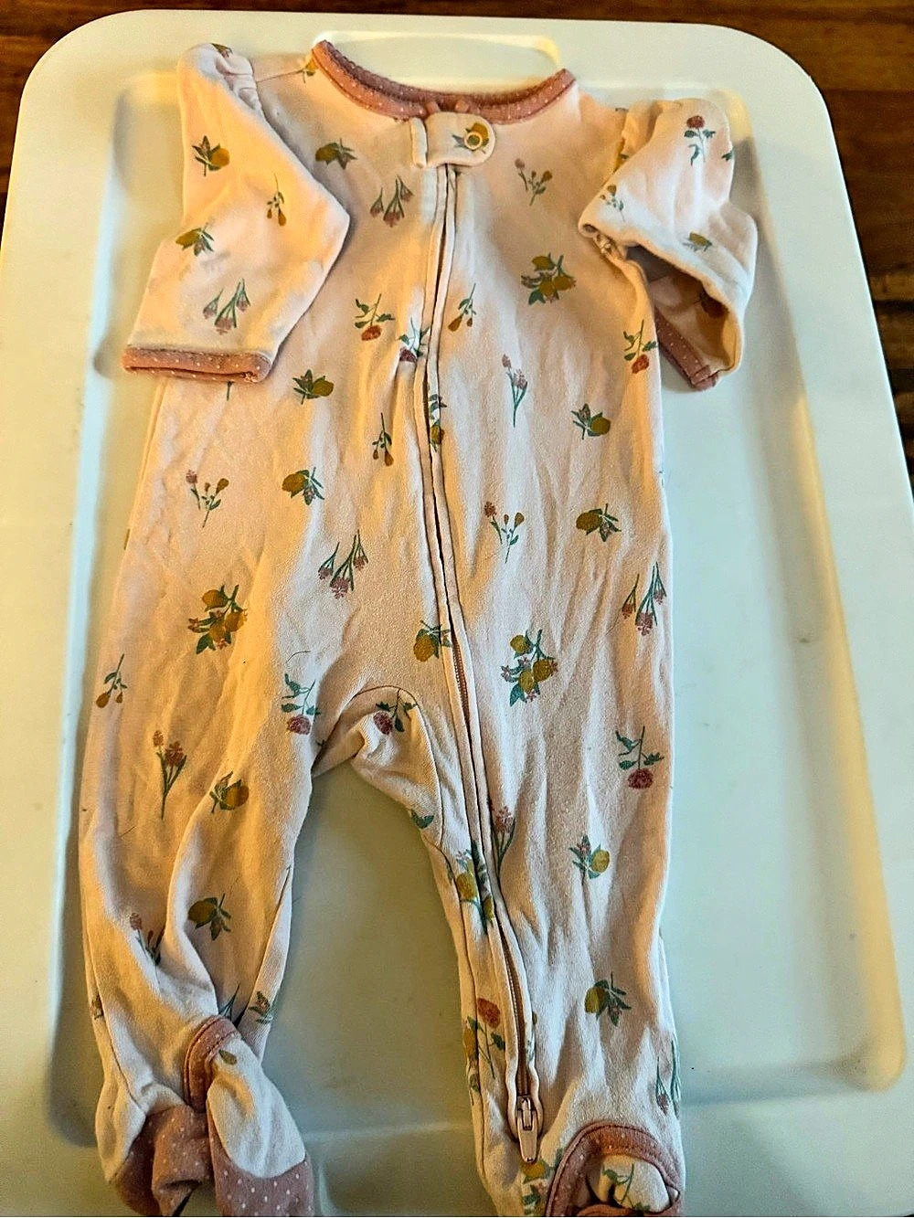 Carter's Baby Girl Floral Lemon Footed Sleeper in Pink & White